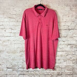 Travis Mathew Men's XXL The Heater Polo Shirt Heather Scooter Red Short Sleeve